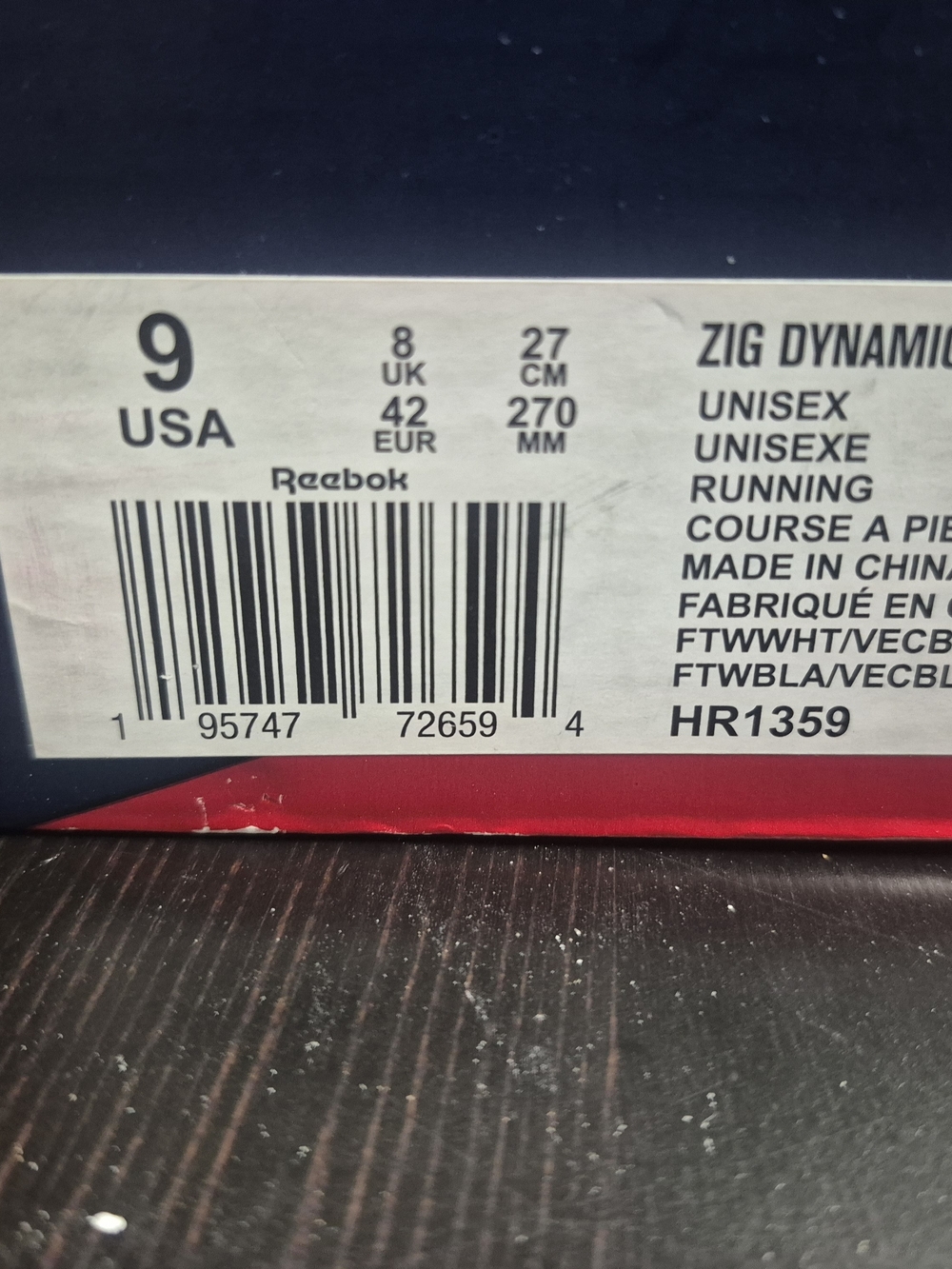 Reebok Zig Dynamics Box Label - White/Black/Red